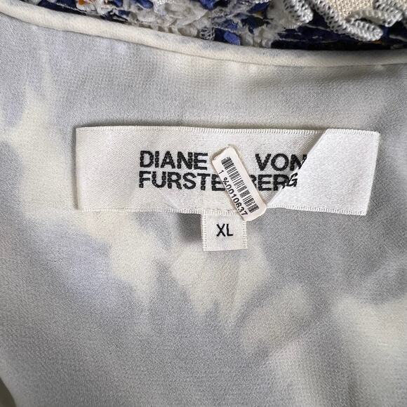 Diane Von Furstenberg Layla Clip Dot Shirt Dress XL Blue White DVF Floral Tunic - Picture 5 of 16